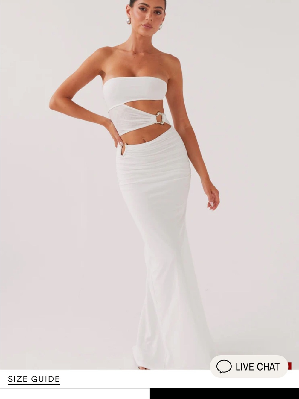 Peppermayo White Strapless Cutout Maxi Dress